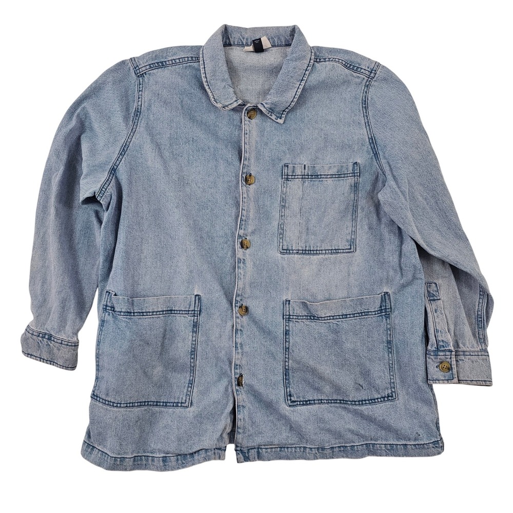 Universal Thread Light Wash Denim Chore Coat XXL Blue Button Front Jacket Barn